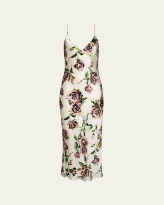 L'agence Seridie Silk Floral Slip Dress
