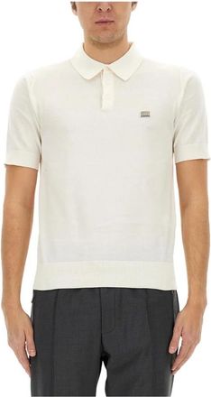 Dolce & Gabbana Short Sleeve Knit Polo Shirt - Heren - Polos - Wit - XL - Tops
