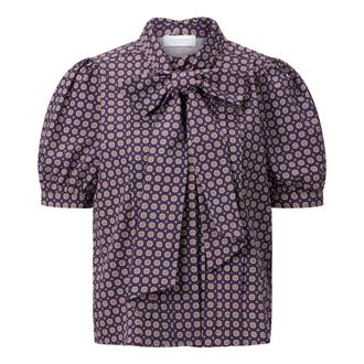 Rich & Royal Camicetta in Cotone Stampato con Fiocco - - Blouses & Shirts - Donna - Viola - M