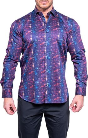 Maceoo Fibonacci Resistance Contemporary Fit Button-Up Shirt in Blue at Nordstrom, Size Medium