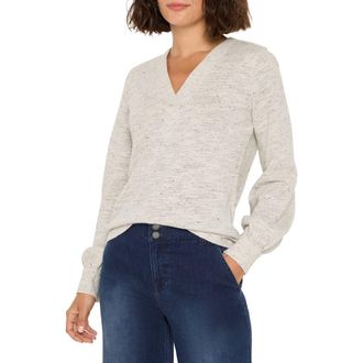 Nic+Zoe Downtown Sparkle Knit Top in Grey Mix at Nordstrom Rack, Size X-Large