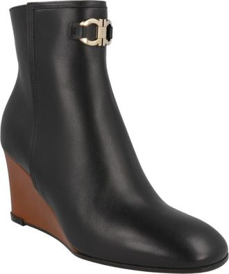 Ferragamo Catuja Wedge Bootie in Nero at Nordstrom Rack, Size 5.5
