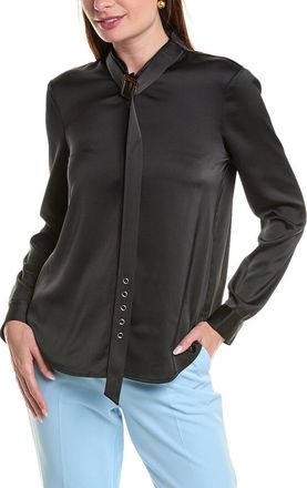 Bcbgmaxazria Belted Collar Satin Top