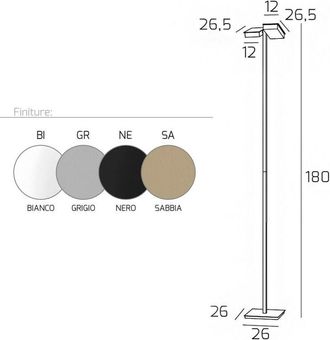 Top-Light Piantana Moderna Style Metallo Grigio Vetro Bianco 6 Luci Gx53