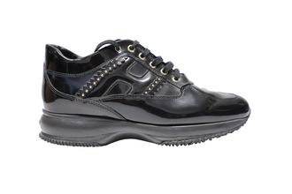 Hogan Interactive Studded Sneakers in Black Patent Leather