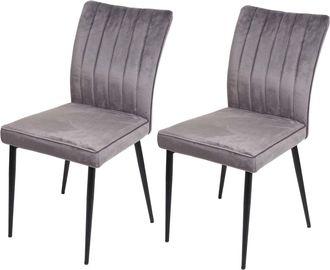 Hhg Hhg - Nunca Usado] Juego De 2 Sillas De Comedor 319, Silla De Cocina, Terciopelo Metal, Gris Oscuro