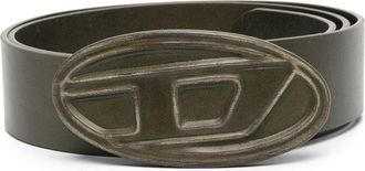 Diesel 1DR logo-buckle leather belt - men - Calf Leather - 105 - Green