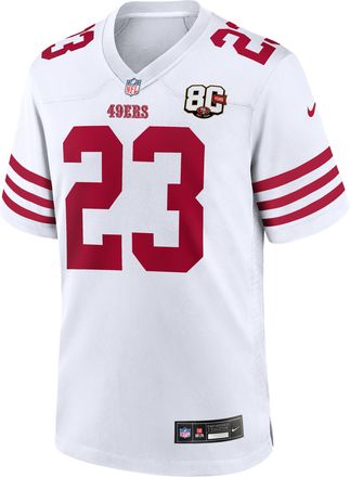 Nike Christian McCaffrey San Francisco 49ers 80th Anniversary Nike Mens NFL Game Jersey in White | 67NMSAGR9BF-K5J