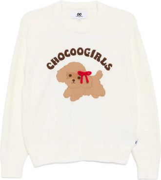 Chocoolate puupy-print jumper - Neutrals