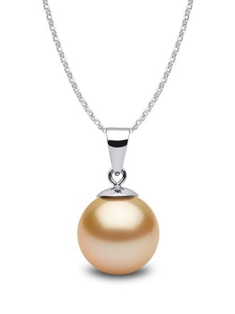 Yoko London 18kt white gold Classic 9mm Golden South Sea pearl pendant necklace - Silver