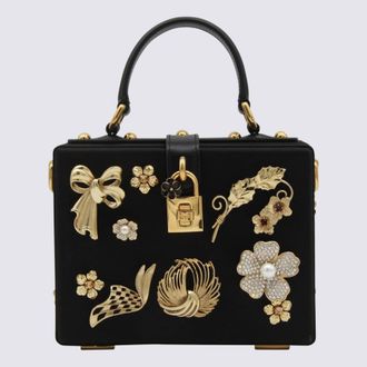 Dolce & Gabbana Dolce & Gabbana Black And Gold Satin Dolce Box Top Handle Bag
