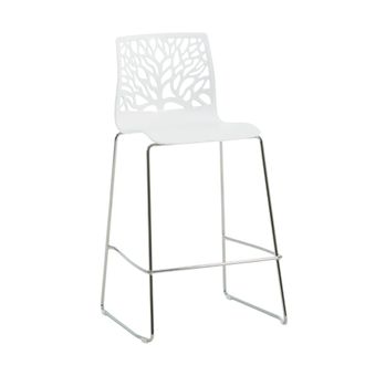 Siediti Fuori e Dentro Taburete de cocina de resina con fibra de vidrio blanco