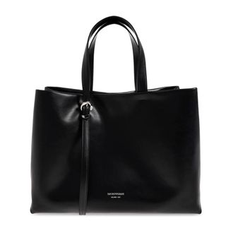 Emporio Armani Tote Bags, female, Black, Size: ONE SIZE Leather Shopper Bag