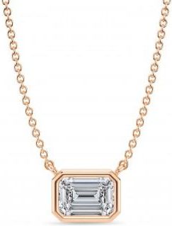 Allurez Emerald Lab Diamond Solitaire Pendant Necklace 14K Rose Gold (1.00ct)