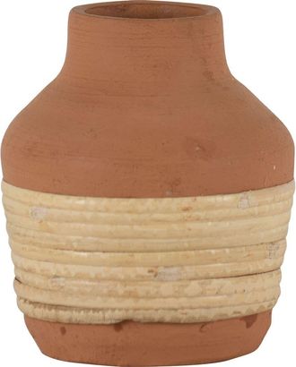 Foreside Home And Garden Natural Handthrown Terracotta & Rattan Bud Vase in Brown at Nordstrom