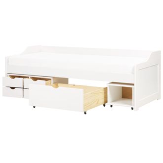 Beliani Cama Con Almacenaje Infantil De Madera Clara De Pino Blanco 90 X 200 Cm Royville
