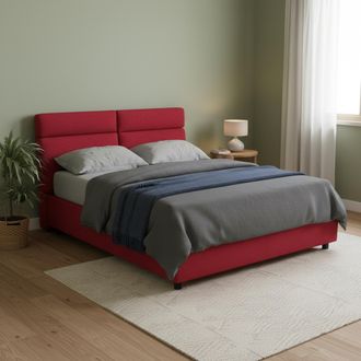 Dmora Cama Doble Annus, Matrimonial Con Colch&oacute;n Incluido, Desenfundable Hecho En Italia, Contenedor, Rojo