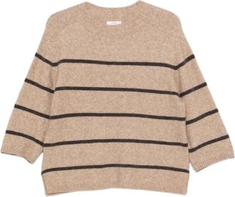 Yerse Ninas 45 Gestreepte Trui - Dames - Ronde hals truien - Beige - S - Katoen - Truien & Vesten