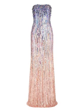 Jenny Packham Abito lungo Honesty con paillettes - Viola
