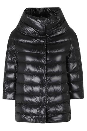 Herno Black Aminta Crater Neck 3/4 Sleeves Polyamide Down Jacket