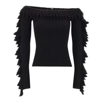Blumarine Top de punto de viscosa acanalado - Tops - Mujer - Negro - XS
