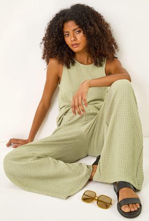 DUSK Textured Wide Leg Stretch Trouser
