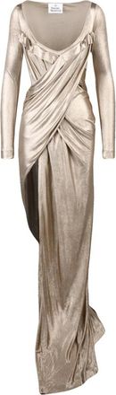 Vivienne Westwood Lange lycra lam&eacute; jurk - Dames - Avondkleed - Geel - M - Kleedjes