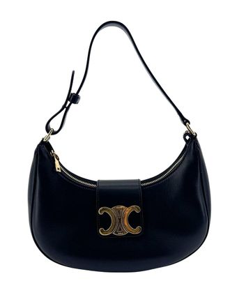 Celine Celine Black Calfskin Medium Ava Triomphe Bag (Authentic Pre-Loved)
