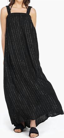 America & Beyond Summer Nights Stripe Maxi Dress In Black/silver