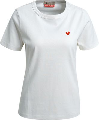 Smith & Soul T-Shirt SMITH & SOUL, Damen, Gr. XL, sanftes wei&szlig;, Single Jersey, Obermaterial: 100% Baumwolle, unifarben, regular fit normal, Rundhals, abgesteppte K