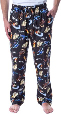Intimo Nickelodeon Mens Adult Avatar The Last Airbender Cartoon Character Loungewear Pajama Pants (Medium) Black