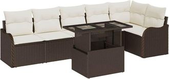 vidaXL Vidaxl - Garden Sofa Set 7 pcs Light grey 55 x 55 x 37 cm Poly rattan