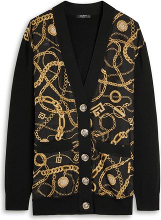Balmain Printed Wool Cardigan - Black Gold - XL (UK16 / XL)