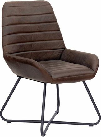 Massivmoebel24 IRON LABEL 16 Sedia in vera pelle - marrone scuro 59x68x93