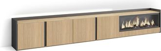 Skraut Home Skraut Home - Mueble Tv, Televisi&oacute;n, Muebles De Sal&oacute;n, Almacenaje, 315x35x50cm, Para Tv Hasta 80, Chimenea El&eacute;ctrica Xxl, Led, Estilo Moderno, Roble Y