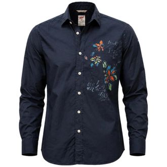 Bob Hand-painted Shirt - Heren - Casual Overhemden - Blauw - M - Katoen - Overhemden
