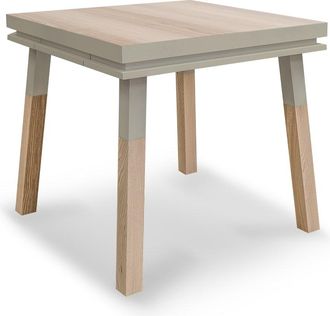 Mon Petit Meuble Français Mesita de cocina cuadrada con 1 cajón 80 cm, fresno maciza