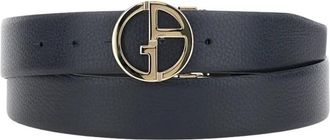 Giorgio Armani Omkeerbare riem van glad en generfd leer - Heren - Riemen - Blauw - ONE Size - Leer - Accessoires