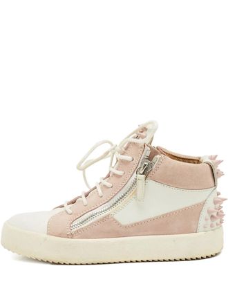 Giuseppe Zanotti dual-zip high-top sneakers - women - Calf Leather/Calf Suede/Calf Leather/Rubber - 37 - Pink