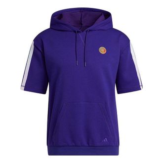 adidas Mens adidas Dm Ss Basketball Sports Short Sleeve Blue Purple HB6759