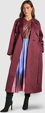 Coast Satin Occasion Belted Trench Coat in Malbec at Nordstrom, Size 14