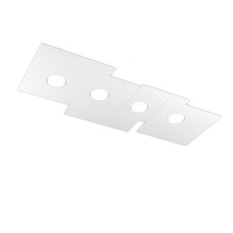 Top-Light Top-light - Plafoniera Moderna Rettangolare Plate Metallo Bianco 4 Luci Gx53