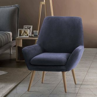 Talamo Italia Dmora - Sill&oacute;n Dabdall, Sill&oacute;n De Dise&ntilde;o Para La Sala De Estar., 100% Made In Italy, Sill&oacute;n Relax En Tela Tapizada, 80x70h95cm, Azul
