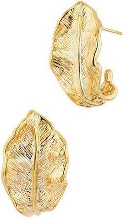Savvy Cie Jewels Leaf Hoop Earrings in Yellow at Nordstrom Rack