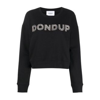 Dondup Felpa Logo Strass - Dames - Sweatshirts - Zwart - L - Katoen - Hoodies & sweatvesten