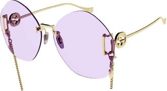 Gucci Ladies Gold Tone Geometric Sunglasses GG1203S 001