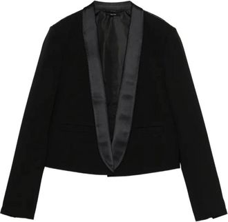 Tom Ford Gekorte blazer met sjaalkraag - Dames - Blazers - Zwart - XS - Wol - Jassen