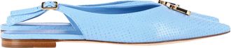 Burberry Monogram Motief Slingback Point-Toe Ballerinas in Lichtblauw Leer