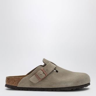 Birkenstock Sabot Boston in pelle scamosciata color taupe