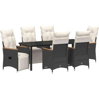vidaXL Conjunto De Comedor De Jard&iacute;n 7 Pcs Negro Rat&aacute;n Sint&eacute;tico Vidaxl